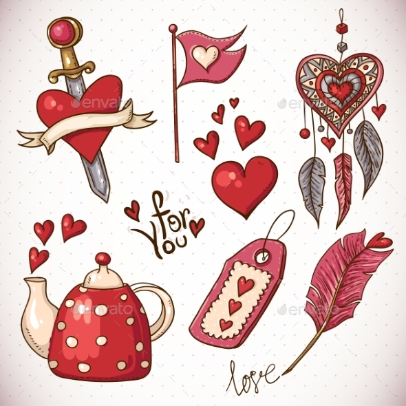 GraphicRiver Valentines Day Doodle Set 10444638 GraphicRiver Valentines Day Doodle Set 10444638