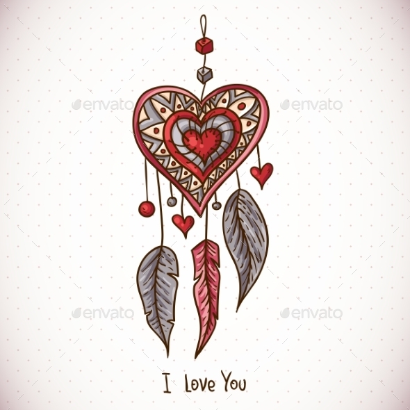 GraphicRiver Dream Catcher and Heart 10444691 GraphicRiver Dream Catcher and Heart 10444691