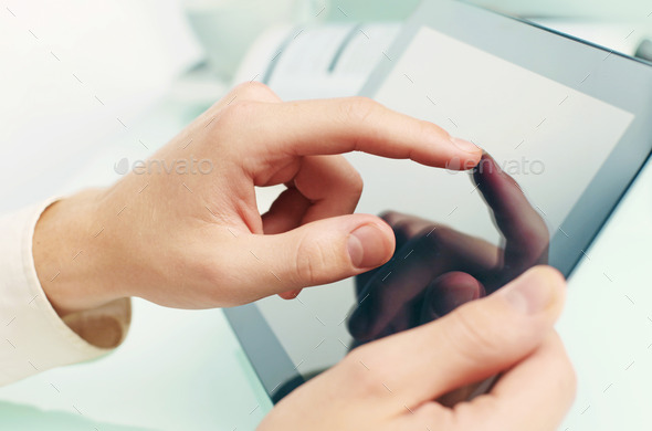 hand touching touchpad (Misc) Photo Download