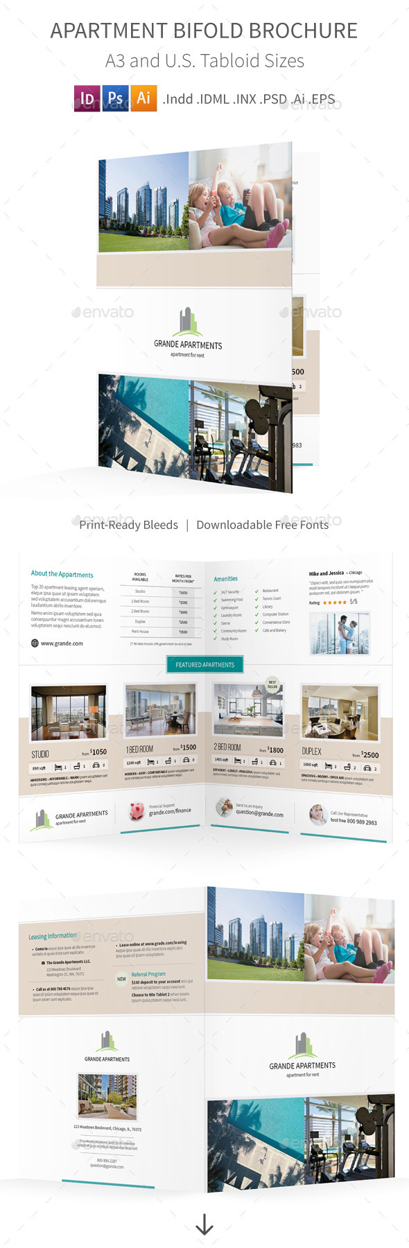 Apartment Real Estate Bifold / Halffold Brochure (Informational)