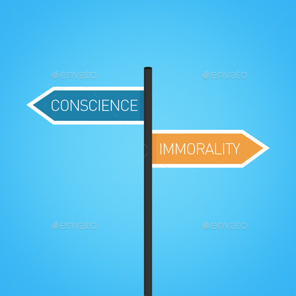 Conscience vs immorality choice road sign (Misc) Photo Download