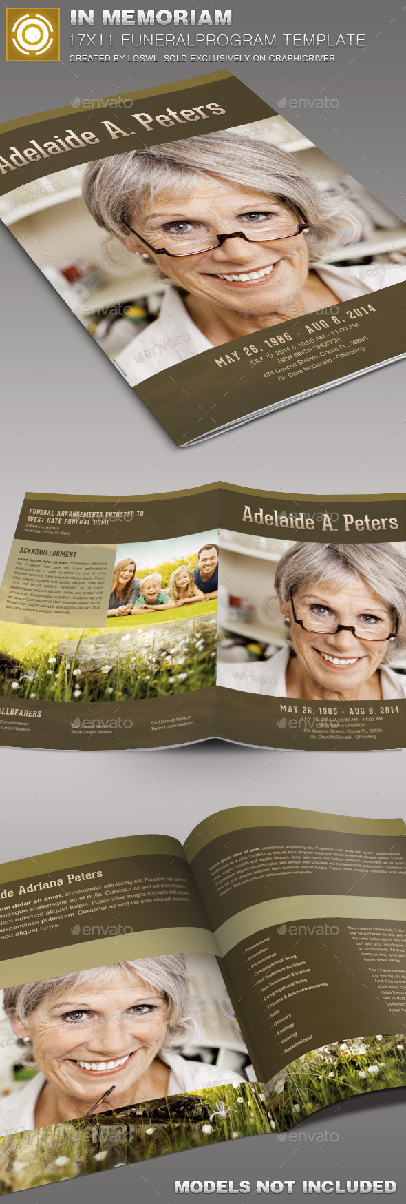 In Memoriam Funeral Program Template 008 - Informational Brochures