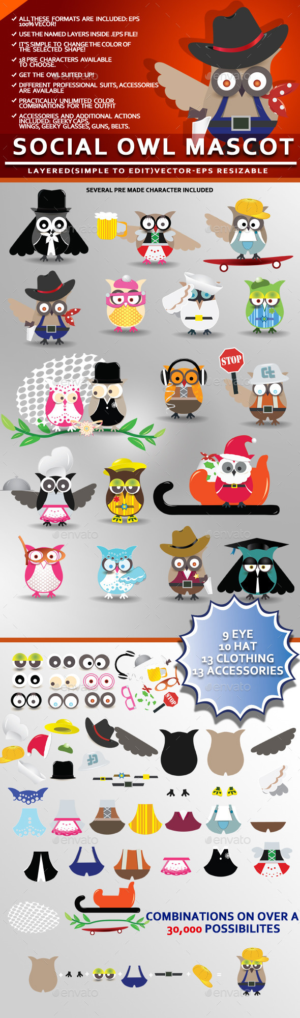 Social Owl Mascot (Animals)