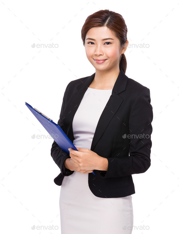 Asian businesswoman with clipboard (Misc) Photo Download