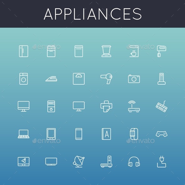 GraphicRiver Vector Appliances Line Icons 10451373 GraphicRiver Vector Appliances Line Icons 10451373