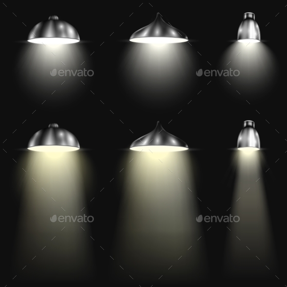 Three Types of Spotlights With Beams Three Types of Spotlights With Beams