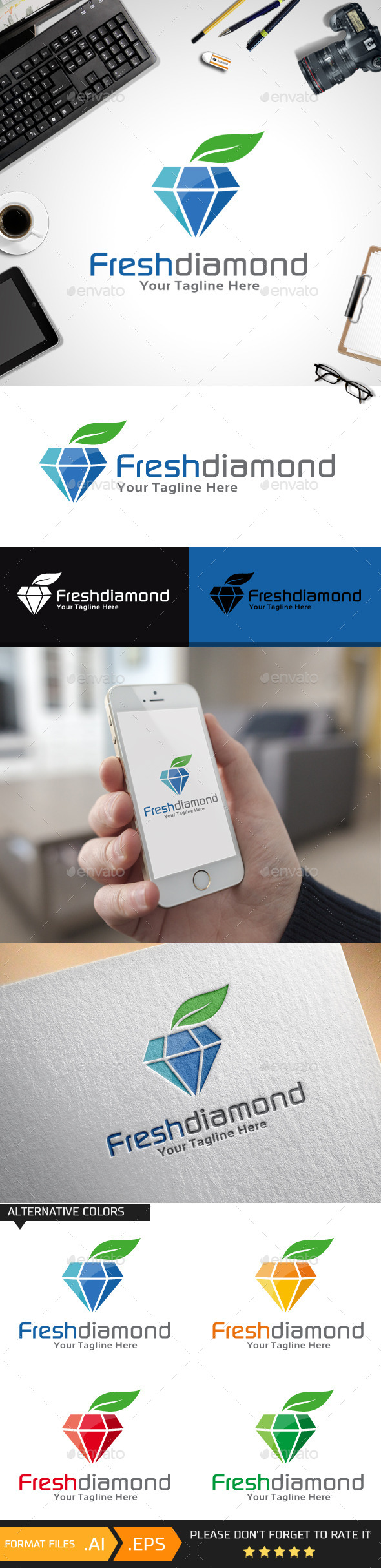 GraphicRiver Fresh Diamond Logo Template 10457173 GraphicRiver Fresh Diamond Logo Template 10457173