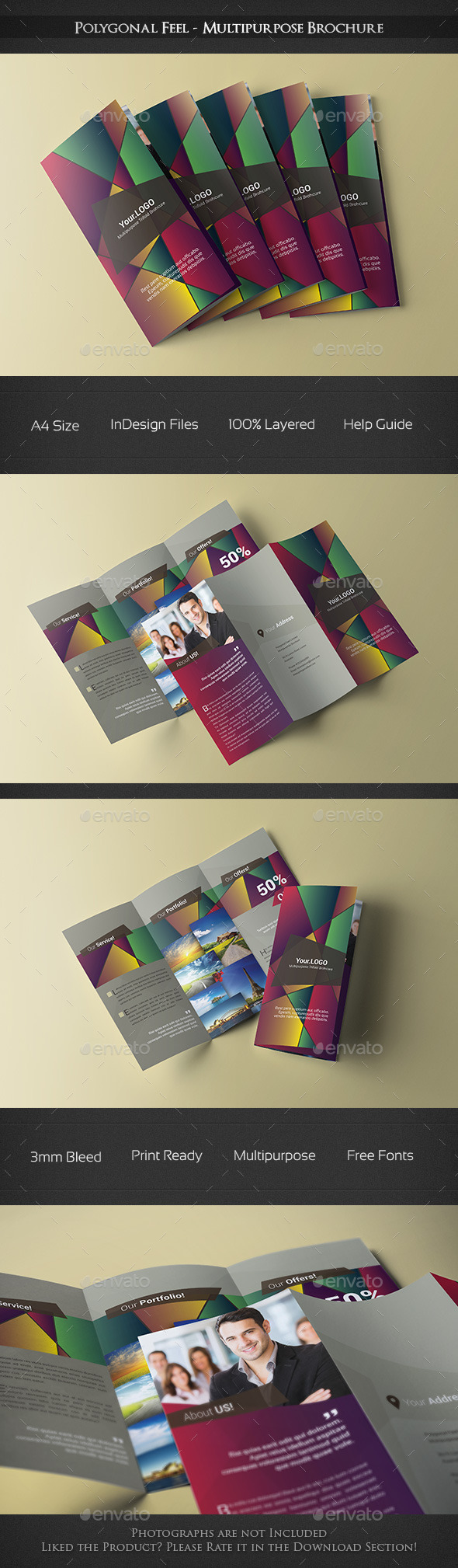 GraphicRiver Polygonal Feel Trifold Brochure 10457571 GraphicRiver Polygonal Feel Trifold Brochure 10457571