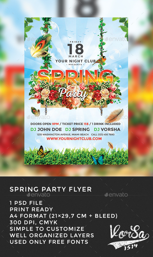 GraphicRiver Spring Party Flyer 10458502 GraphicRiver Spring Party Flyer 10458502