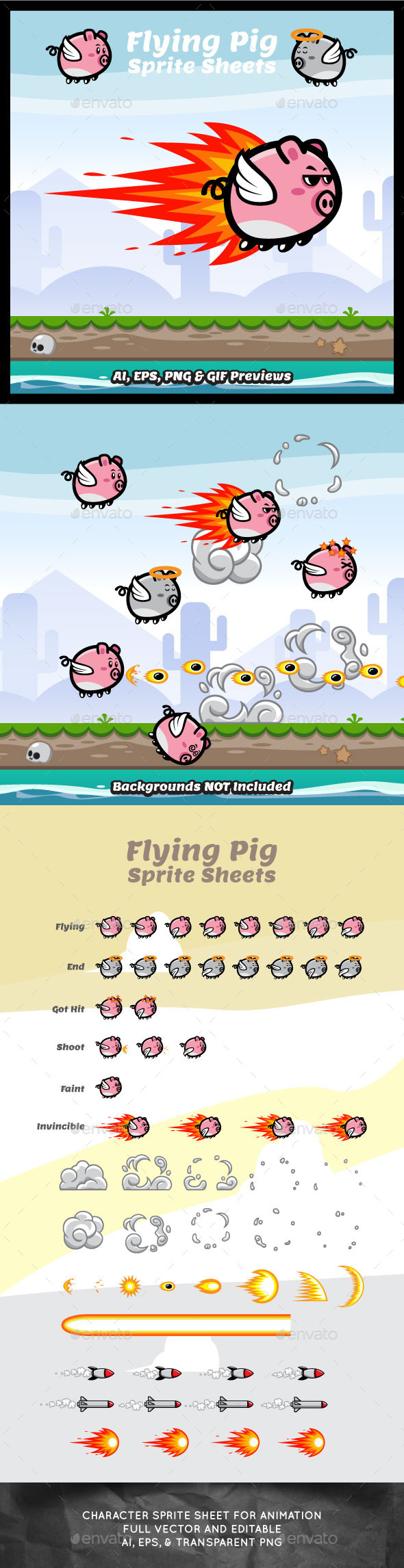 GraphicRiver Game Character Flying Pig Sprite Sheets 10459512 GraphicRiver Game Character Flying Pig Sprite Sheets 10459512