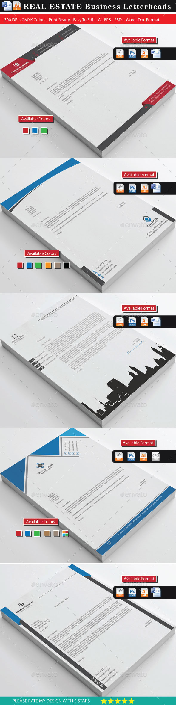 GraphicRiver Real Estate Letterheads Bundle 10461123 GraphicRiver Real Estate Letterheads Bundle 10461123