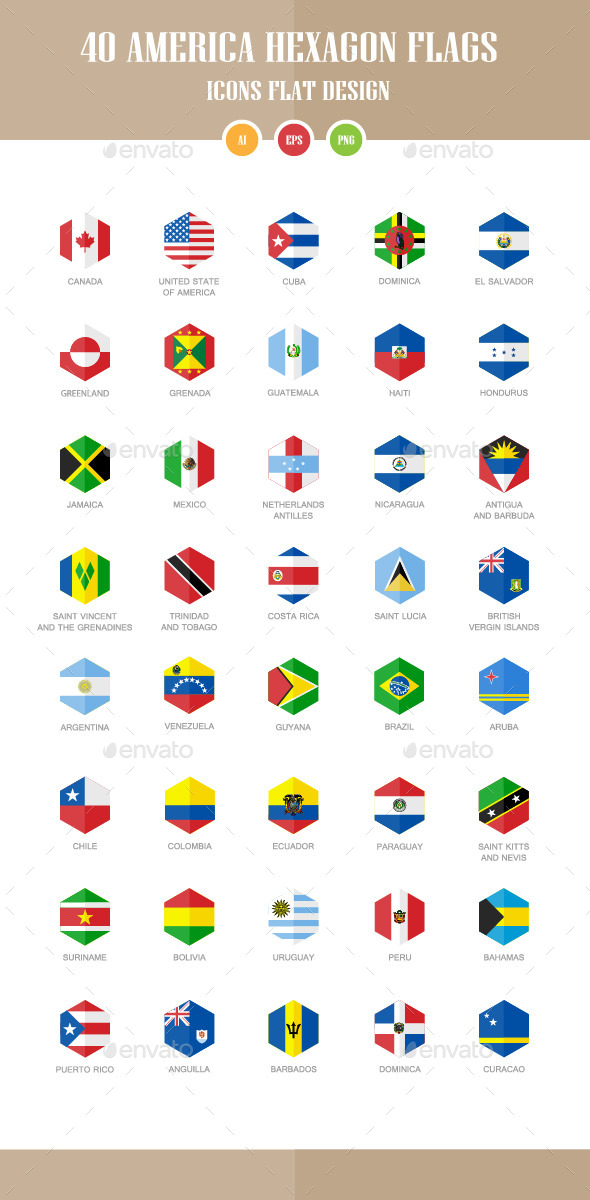 GraphicRiver 40 America Flag Icons Hexagon Flat Design 10462146 GraphicRiver 40 America Flag Icons Hexagon Flat Design 10462146