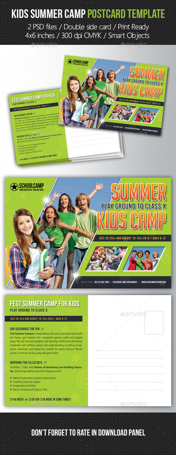 GraphicRiver Kids Summer Camp Postcard Template 10462764 GraphicRiver Kids Summer Camp Postcard Template 10462764