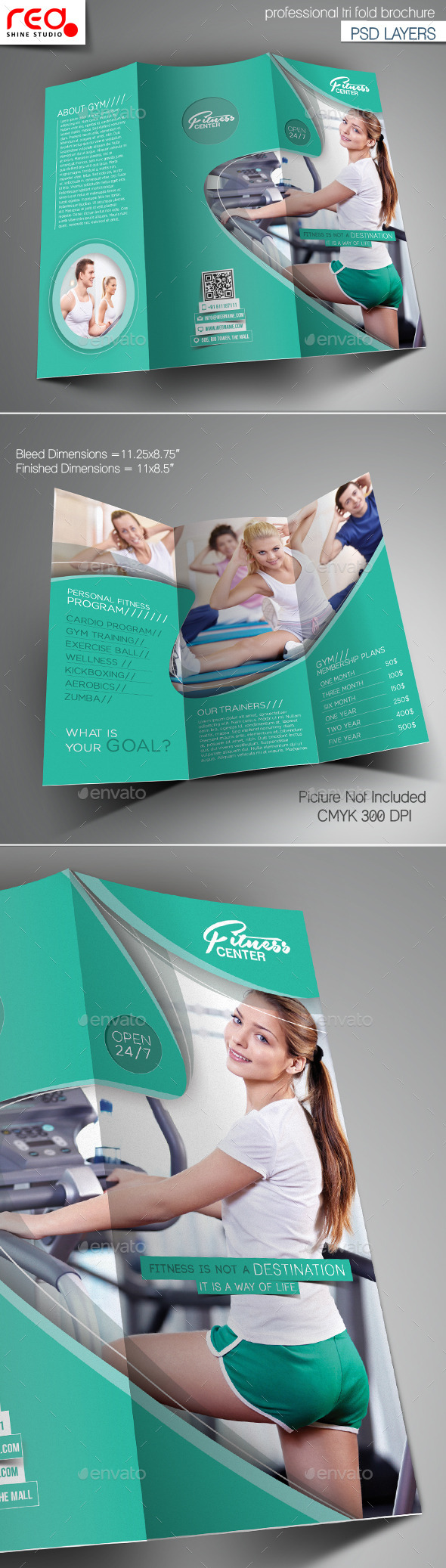 Fitness Club Trifold Brochure Template