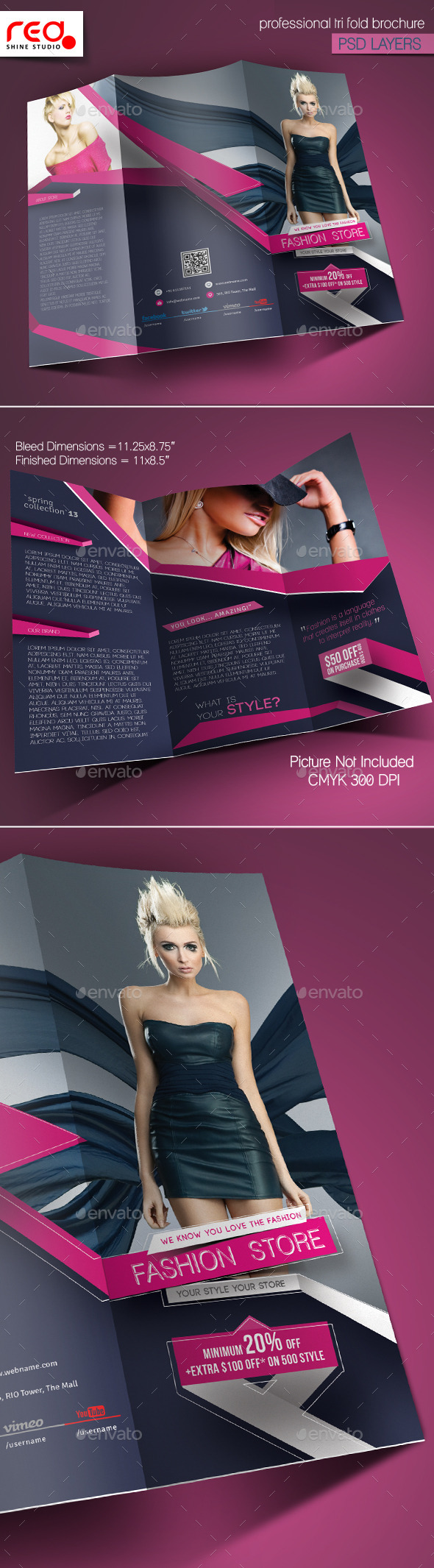 Fashion Store Trifold Brochure Template (Catalogs)