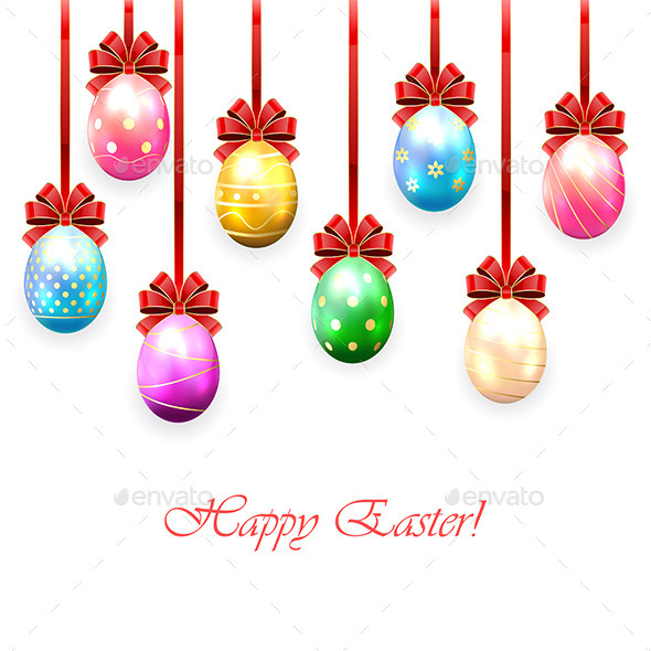 GraphicRiver Colorful Easter Eggs with Bow 10470048 GraphicRiver Colorful Easter Eggs with Bow 10470048