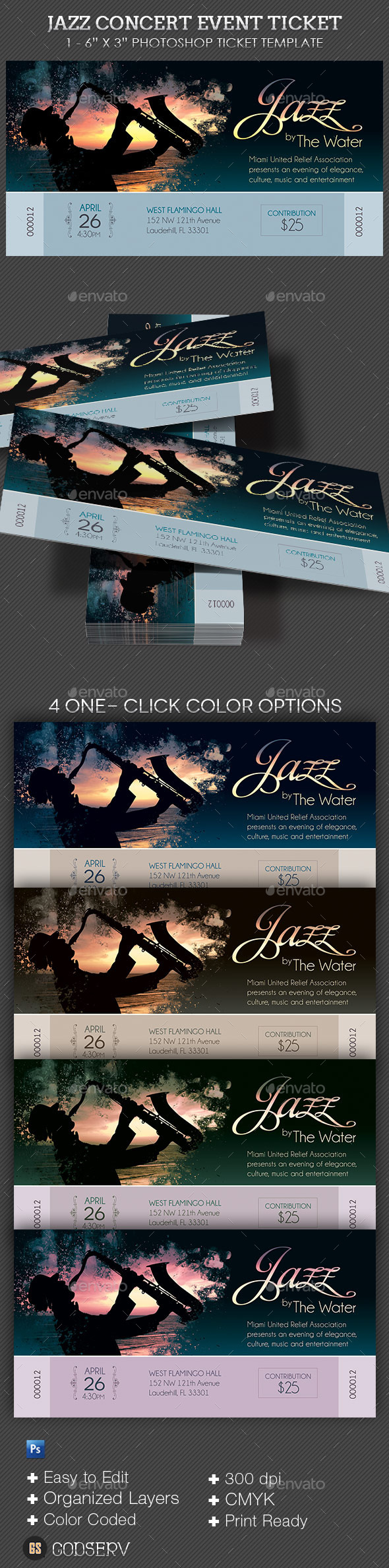 Jazz Concert Event Ticket Template