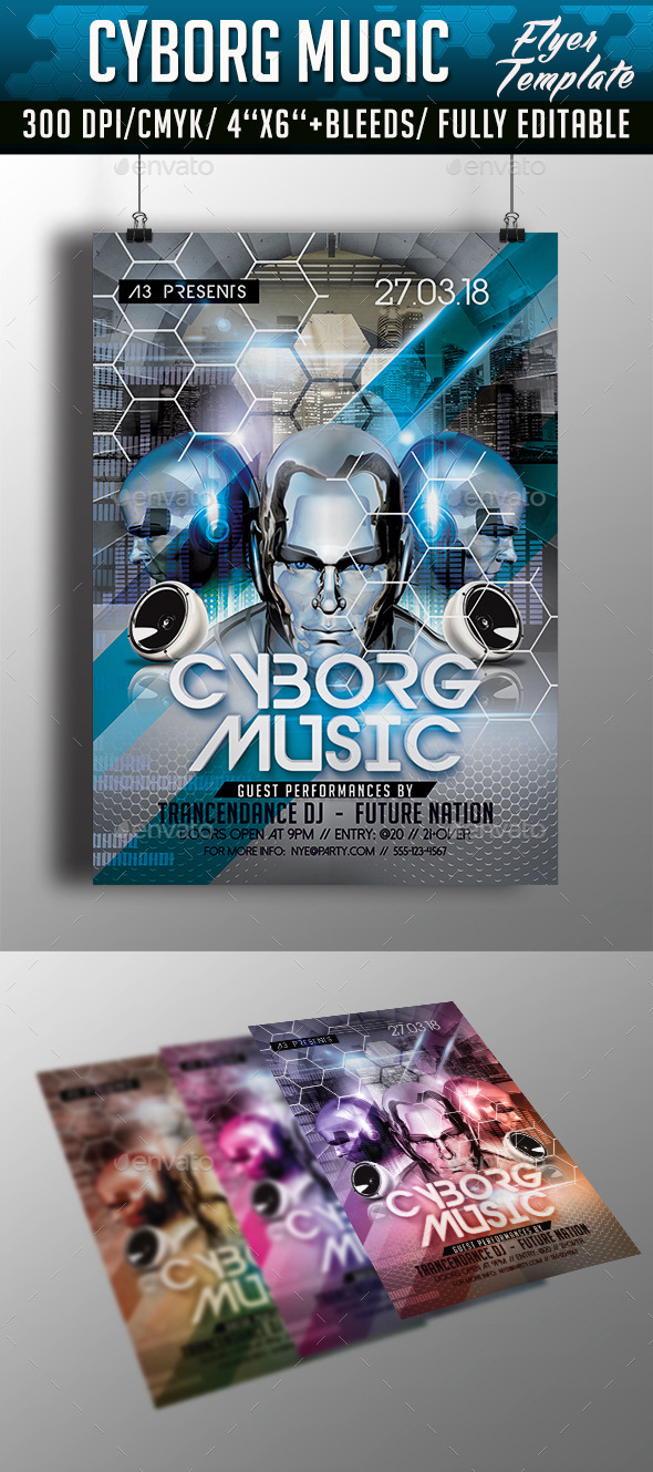 GraphicRiver Cyborg Music Flyer Template 10471997 GraphicRiver Cyborg Music Flyer Template 10471997