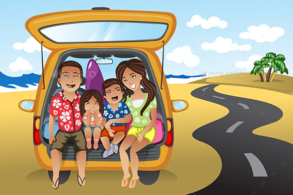 GraphicRiver Family on a Road Trip 10472773 GraphicRiver Family on a Road Trip 10472773