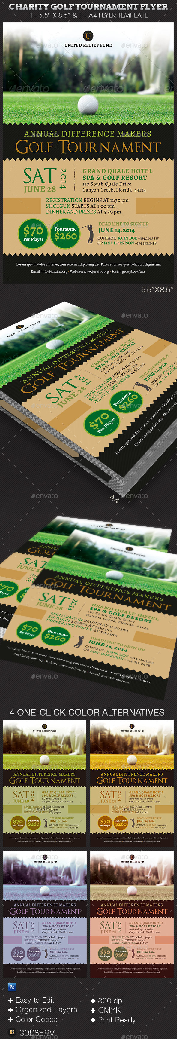 Charity Golf Tournament Flyer Template - Sports Events