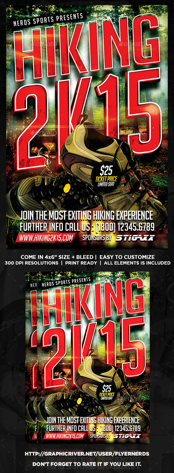 GraphicRiver Hiking 2K15 Sports Flyer 10476849 GraphicRiver Hiking 2K15 Sports Flyer 10476849