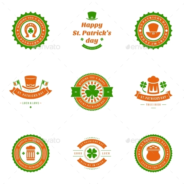 GraphicRiver Typographic Saint Patrick s Day Retro Badges 10478859 GraphicRiver Typographic Saint Patrick s Day Retro Badges 10478859