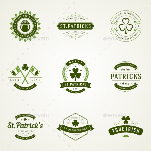 GraphicRiver Typographic Saint Patrick s Day Retro Badges 10478867 GraphicRiver Typographic Saint Patrick s Day Retro Badges 10478867