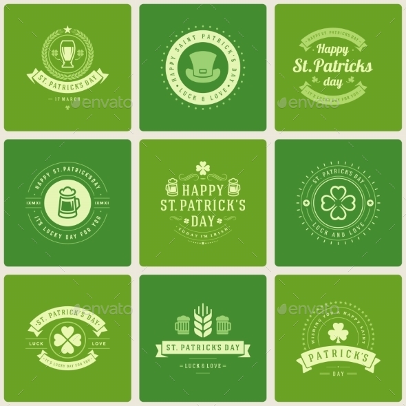 GraphicRiver Typographic Saint Patrick s Day Retro Badges 10480292 GraphicRiver Typographic Saint Patrick s Day Retro Badges 10480292