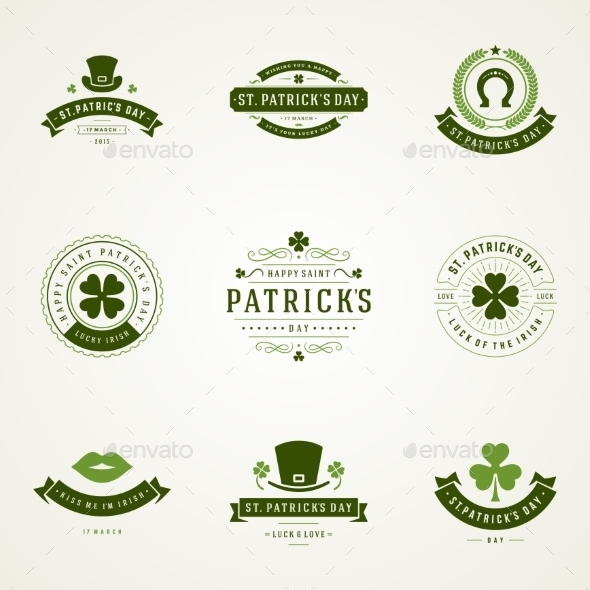 GraphicRiver Typographic Saint Patrick s Day Retro Badges 10480837 GraphicRiver Typographic Saint Patrick s Day Retro Badges 10480837
