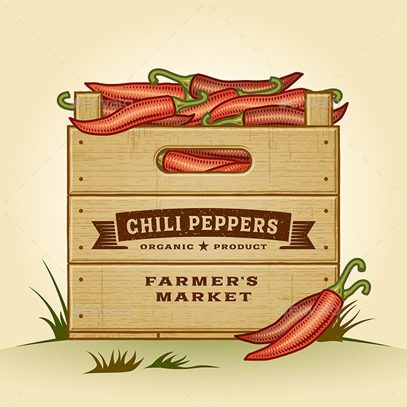 Retro Crate of Chili Peppers (Food)