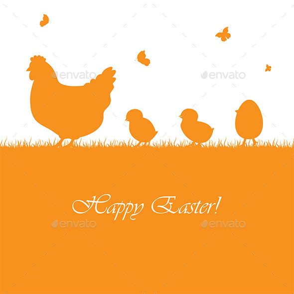 Easter Background with Chickens (Animals)