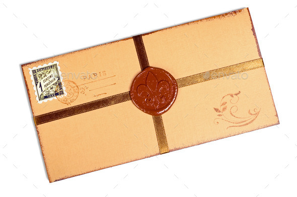 Vintage paper envelope with wax stamp. (Misc) Photo Download