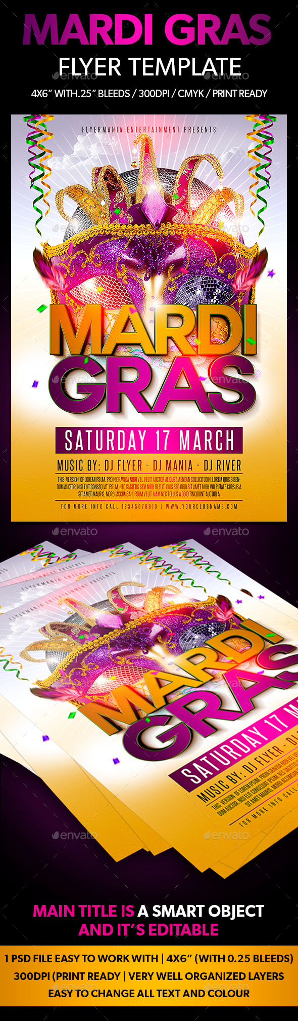 GraphicRiver Mardi Gras Flyer Template 10484026 GraphicRiver Mardi Gras Flyer Template 10484026