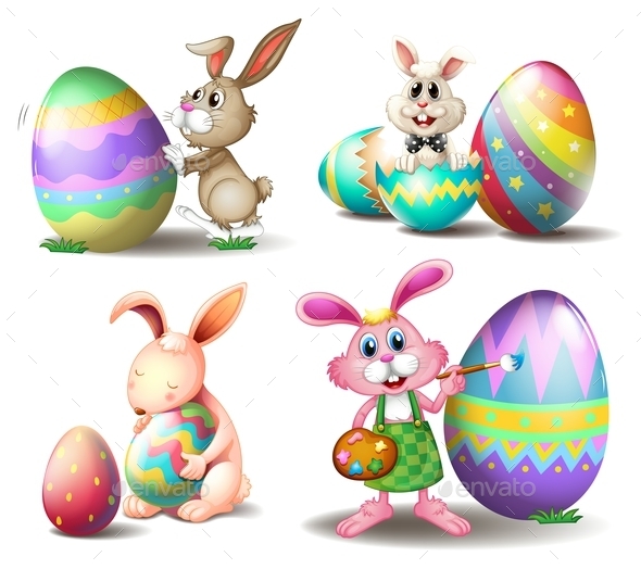 GraphicRiver Bunnies with Easter Eggs 10484906 GraphicRiver Bunnies with Easter Eggs 10484906