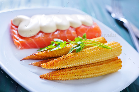 salmon with corn (Misc) Photo Download