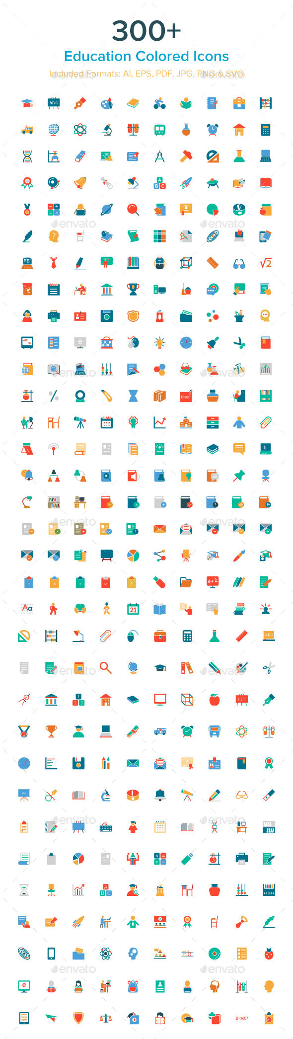 GraphicRiver 300& Education Colored Icons 10485602 GraphicRiver 300& Education Colored Icons 10485602