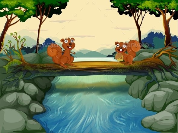 GraphicRiver Two Squirrels at the River 10485806 GraphicRiver Two Squirrels at the River 10485806