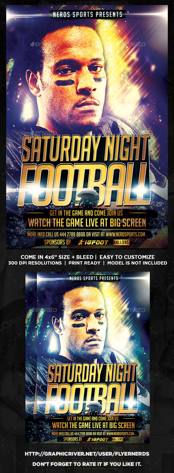 GraphicRiver Saturday Night Football Sports Flyer 10486007 GraphicRiver Saturday Night Football Sports Flyer 10486007