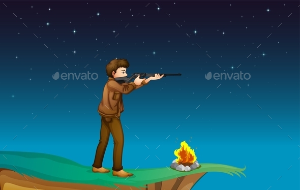 GraphicRiver Boy Camping with Gun 10486048 GraphicRiver Boy Camping with Gun 10486048