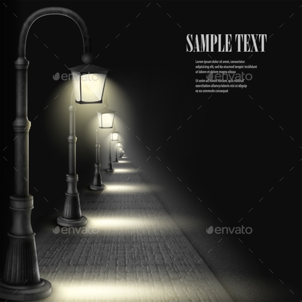 GraphicRiver Lamps Along Paving Block Street 10486149 GraphicRiver Lamps Along Paving Block Street 10486149