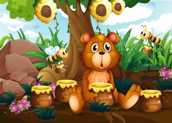 GraphicRiver Bear with Honey 10487209 GraphicRiver Bear with Honey 10487209
