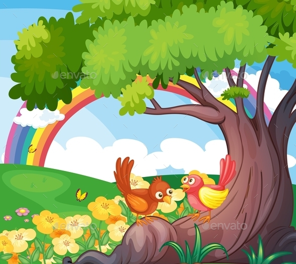 GraphicRiver Birds with Rainbow in the Sky 10487376 GraphicRiver Birds with Rainbow in the Sky 10487376