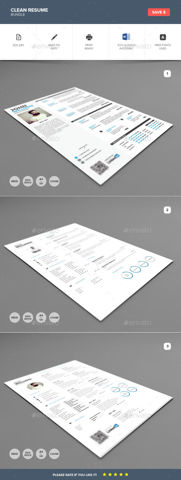 GraphicRiver Clean Resume Bundle 10487979 GraphicRiver Clean Resume Bundle 10487979