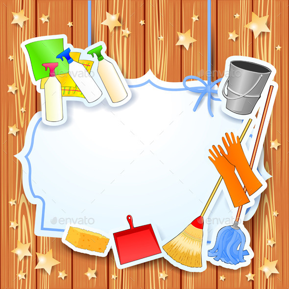 GraphicRiver Cleaning Background with Equipment and Label 10489009 GraphicRiver Cleaning Background with Equipment and Label 10489009