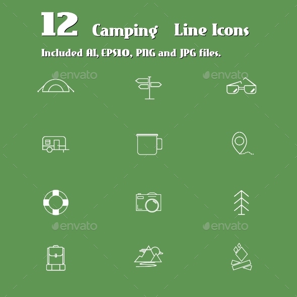 GraphicRiver Camping Line Icons Set 10489898 GraphicRiver Camping Line Icons Set 10489898