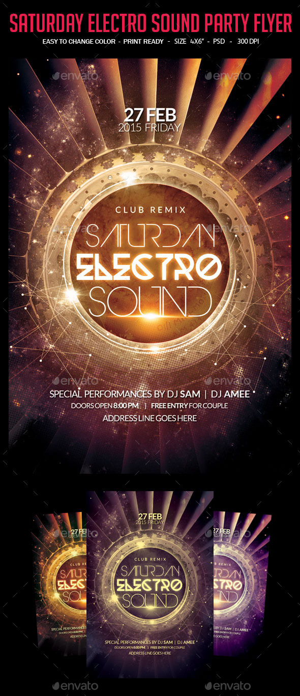 GraphicRiver Saturday Electro Sound Party Flyer 10443099 GraphicRiver Saturday Electro Sound Party Flyer 10443099