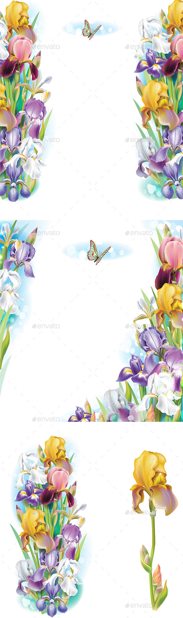 GraphicRiver Set of Borders from Iris Flowers 10491114 GraphicRiver Set of Borders from Iris Flowers 10491114