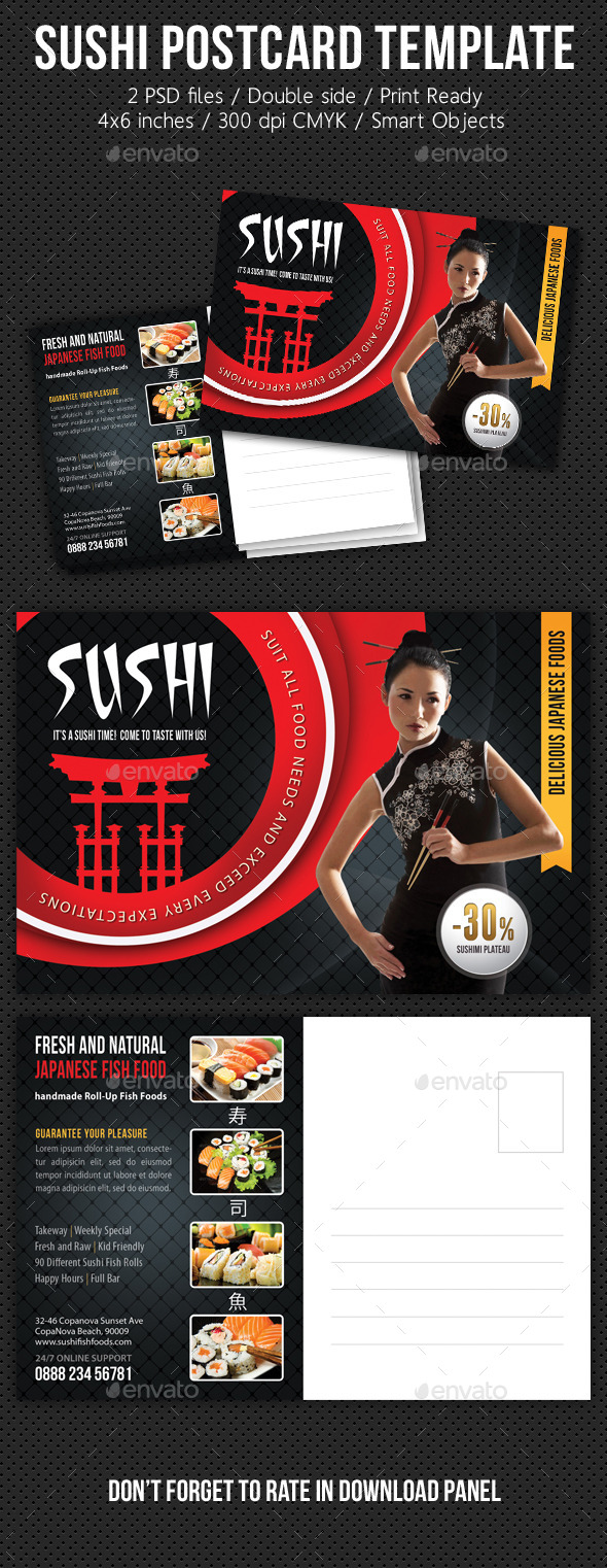 GraphicRiver Sushi Restaurant Postcard Template V01 10492667 GraphicRiver Sushi Restaurant Postcard Template V01 10492667