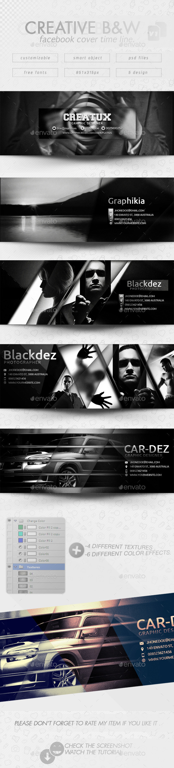 GraphicRiver 5 Black and White Facebook Timeline Covers v1 10493332 GraphicRiver 5 Black and White Facebook Timeline Covers v1 10493332