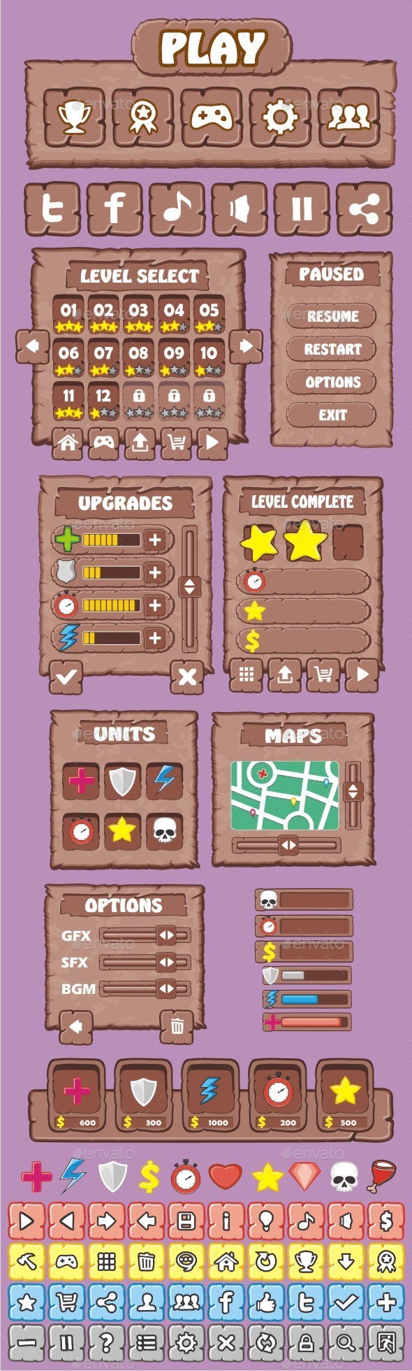 GraphicRiver cartoon game gui pack 5 10493770 GraphicRiver cartoon game gui pack 5 10493770